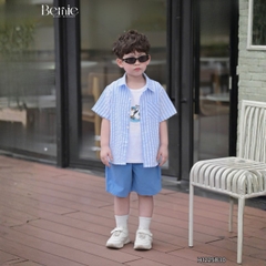 Set sơ mi 3CT Little Surfer cho bé trai áo sơ mi áo ba lỗ và quần short cho bé trai size 11 tới 28kg BERNIE H1225B30
