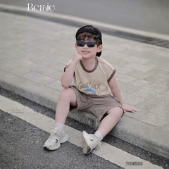 Set bộ tanktop áo thun họa tiết Poppy năng động kèm quần short cho bé trai  size 9 đến 25kg BERNIE T1125B06