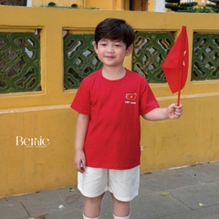 Áo thun áo Cờ đỏ sao vàng Việt Nam chất cotton tay ngắn unisex cho bé trai bé gái size 9 tới 28kg BERNIE H0226A24Đ