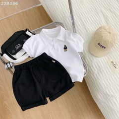 Set đồ bộ Polo tngắn tay cho bé trai áo thun cotton quần kaki vintage hàn quốc 1 đến 7 tuổi Bernie kids
