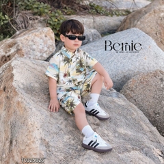 Set sơ mi đũi đi biển unisex cho bé trai bé gái họa tiết summer size 9 tới 25kg BERNIE T0325B26