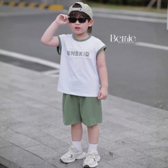 Set bộ cotton áo thun tanktop BNE KID kèm quần short cho bé trai đi chơi đi học size 9 đến 28kg BERNIE H0326B33