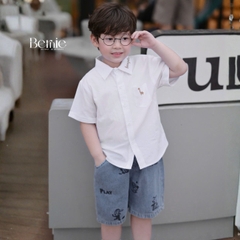 Áo sơ mi tay ngắn cho bé trai thêu khủng long phong cách hàn quốc size 9 tới 27kg BERNIE H0226A05