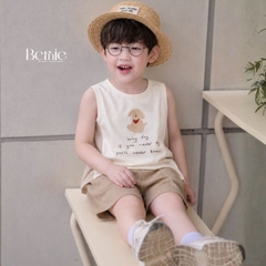 Set đồ ba lỗ bé trai Cún nhỏ tinh nghịch phong cách hàn quốc kèm quần size 9 tới 25kg BERNIE H0126B15