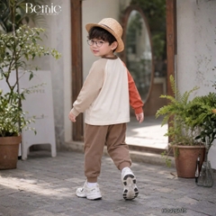 Set bộ dài tay cho bé trai áo thun raplang phối màu họa tiết Puppy kèm quần dài size 9 tới 26kg BERNIE H0426B19