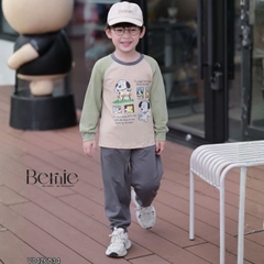 Set bộ dài tay cho bé trai áo thun raplang phối màu Dog ngộ nghĩnh kèm quần dài size 9 tới 26kg BERNIE V0426B34
