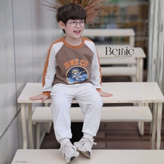 Set bộ dài tay áo thun raplang phối màu Space Dog kèm quần dài cho bé trai size 9 tới 25kg BERNIE T0526B19