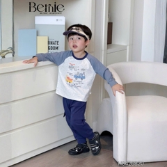 Set bộ dài tay áo thun raplang phối màu Little Riders kèm quần dài cho bé trai size 9 tới 25kg BERNIE H0426B20