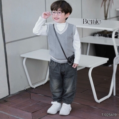 Áo gi lê len vặn thừng cho bé trai bé gái phong cách Hàn quốc size 9 tới 25kg BERNIE T1025A19