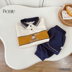 Set bộ polo unisex cho bé trai bé gái áo polo tay dài cổ bo dệt họa tiết Junior Sport kèm quần size 11 tới 28kg BERNIE T0526B75