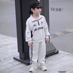 Set bộ thể thao bé trai áo hoodie tay dài cố phối dây kéo kèm quần dài BNE SPORTY 11 tới 28kg BERNIE T0526B17