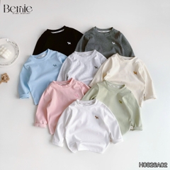 Áo thun cổ tròn áo cotton bozip thu đông dài tay thêu cún nhiều màu cho bé trai bé gái size 9 đến 25kg BERNIE H0826A02