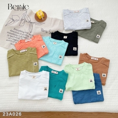 Áo tanktop cotton xược túi ngực thêu gấu dáng hàn quốc cho bé trai bé gái từ 9đến 24kg BERNIE 23A026