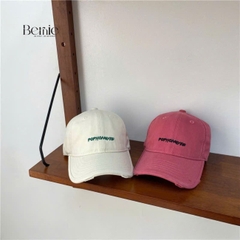 Mũ lưỡi trai kaki xước unisex cho bé trai bé gái thêu chữ phong cách Hàn quốc BERNIE 49-52cm cm bé 2 đến 6 tuổi 
