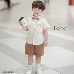 Set sơ mi bé trai công tử kèm nơ cho bé thôi nôi sinh nhật sự kiện size 9 tới 28kg BERNIE T1124B23