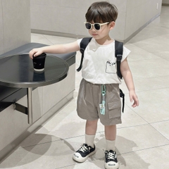 Quần short quần kaki đùi phối túi hộp 1 bên cho bé trai đi chơi đi học size 9 tới 28kg BERNIE P1124Q51