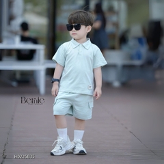 Set bộ polo thun cotton cho bé trai áo thun tay ngắn đính tag logo kèm quần short size 1 đến 7 tuổi BERNIE H0225B35