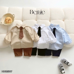 Set bộ sơ mi dài tay áo sơ mi kèm quần kaki dài phối cà vạt cho bé trai Classic Boy 9 đến 28kg BERNIE H0625B17