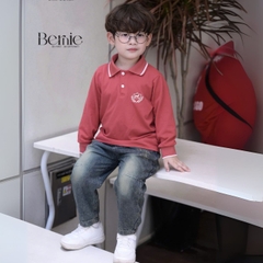 Áo thun áo polo tay dài thêu phù hiệu sắc nét cho bé trai 1 đến 7 tuổi BERNIE T0425A48