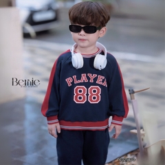 Set bộ dài thể thao chất thun cotton họa tiết hình in Player 88 kèm quần dài cho bé trai size 1 đến 7 tuổi BERNIE T0325B33