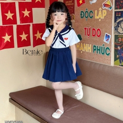 Set thủy thủ bé trai bé gái học sinh thêu lá cờ đỏ yêu nước Việt Nam 1 đến 8 tuổi Bernie H0625B08