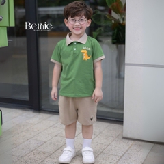 Set bộ polo tay ngắn họa tiết khủng long và ô tô kèm quần short đùi bé trai 9 tới 28kg BERNIE T0725B61