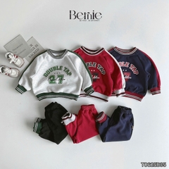 Set bộ dài thể thao unisex họa tiết hình in Double kèm quần dài cho bé trai bé gái size 9 tới 28kg BERNIE T0625B35