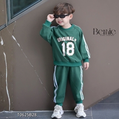 Set bộ dài thể thao unisex họa tiết hình in Double kèm quần dài cho bé trai bé gái size 9 tới 28kg BERNIE T0625B35