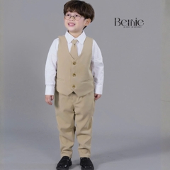 Set bộ vest hoàng gia 6 chi tiết dài tay màu nâu bé trai đi tiệc đi sự kiện size 9 tới 28kg BERNIE H0725B71