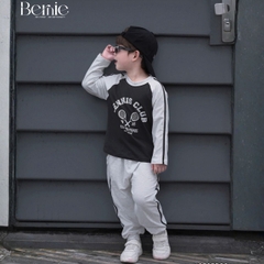 Set bộ bé trai áo thun cotton tay dài raplang phối màu họa tiết tennis thể thao kèm quần dài size 9 tới 28kg BERNIE H0725B69