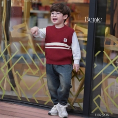 Áo gile len unisex bé trai bé gái 3 màu phối gấu phong cách hàn quốc cho bé trai 1 đến 7 tuổi BERNIE T1025A15