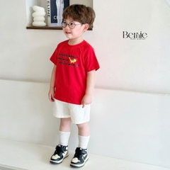 Quần sooc đùi linen kaki mềm bé trai bé gái unisex màu trắng nâu be BERNIE phong cách hàn quốc 7kg đến 30kg