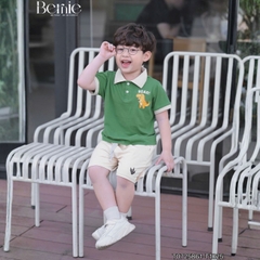 Set bộ polo tay ngắn họa tiết khủng long và ô tô kèm quần short đùi bé trai 9 tới 28kg BERNIE T0725B61