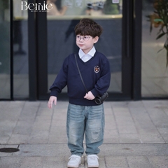 Áo thun Sweater dài tay Gấu họa tiết thêu gấu cho bé trai bé gái 1 đến 7 tuổi BERNIE T1125A48Đ