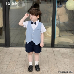  Set vest gi lê tay ngắn 4 chi tiết phối màu Classic Boy cho bé trai phong cách Hàn quốc size 8 tới 25kg BERNIE T1025B03