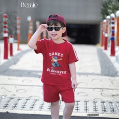 Set bộ cộc phong cách thể thao áo cotton họa tiết Home run kèm quần short cho bé trai size 9 tới 28kg BERNIE H1025B50