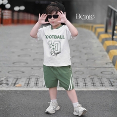 Set bộ thể thao Football cho bé trai áo tay ngắn họa tiết in chữ và số 10 kèm quần short size 9 tới 28kg BERNIE H1125B36