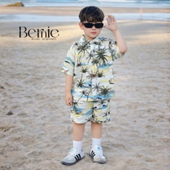 Set sơ mi đũi đi biển unisex cho bé trai bé gái họa tiết summer size 9 tới 25kg BERNIE T0325B26