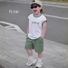 Set bộ cotton áo thun tanktop BNE KID kèm quần short cho bé trai đi chơi đi học size 9 đến 28kg BERNIE H0326B33