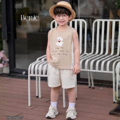 Set đồ ba lỗ bé trai Cún nhỏ tinh nghịch phong cách hàn quốc kèm quần size 9 tới 25kg BERNIE H0126B15