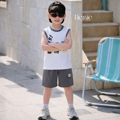 Set bộ bé trai áo tanktop họa tiết Boys phong cách hàn quốc kèm quần short size 1 tới 7 tuổi BERNIE T0226B10