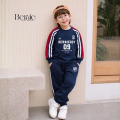 Set bộ dài tay áo thun raplang phối màu họa tiết Bernieboys kèm quần dài cho bé trai size 9 tới 26kg BERNIE V0426B35