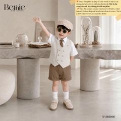 Set bộ vest gile Hoàng gia cho bé trai áo sơ mi tay ngắn phối gile kèm quần và cà vạt 1 đến 7 tuổi BERNIE T0126B06Đ 