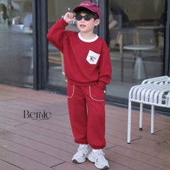 Set bộ cotton nỉ 2 da cho bé trai áo tay dài Freedom Boy kèm quần size 9kg tới 26kg BERNIE H0526B34