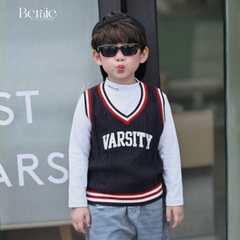 Áo gile len vặn thừng phong cách hàn quốc Varsity cho bé trai size 9 tới 25kg BERNIE H0726A18
