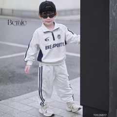 Set bộ thể thao bé trai áo hoodie tay dài cố phối dây kéo kèm quần dài BNE SPORTY 11 tới 28kg BERNIE T0526B17