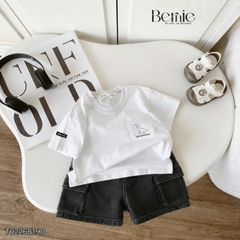 Set bộ tay ngắn áo thun Dino kèm quần short túi hộp Boss cho bé trai đi chơi đi học size 9kg tới 28kg BERNIE KIDS T1025B67Đ