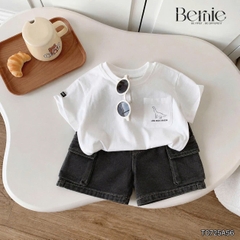 Set bộ tay ngắn áo thun Dino kèm quần short túi hộp Boss cho bé trai đi chơi đi học size 9kg tới 28kg BERNIE KIDS T1025B67Đ