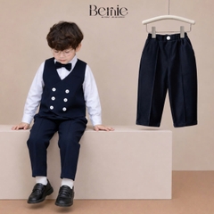 Quần dài quần âu mí gân nổi màu xanh than cho bé trai phong cách thanh lịch size 9kg tới 25kg  BERNIE H0726Q13