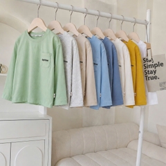 Áo thun trơn tay dài thêu Cozy Brave nhiều màu unisex cho bé trai bé gái đi học đi chơi 9kg đến 27kg BERNIE T0526A05D